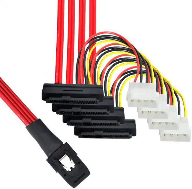Alt view image 2 of 7 - KAIBOXIXI LSI / 3Ware Molex mini SAS SFF-8087 to SFF-8482 and power x4 SAS cable