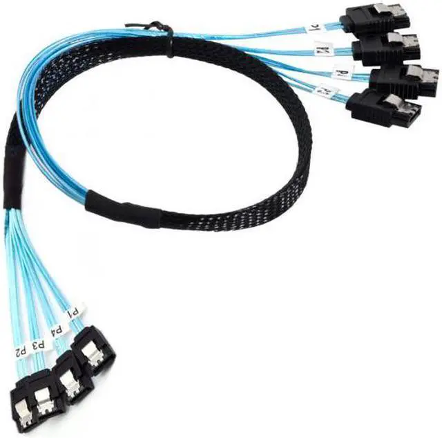 Alt view image 3 of 7 - KAIBOXIXI Internal SAS 4 SATA Host to 4 SATA 7pin Target Hard Disk 6Gbps Data Server Raid Cable 50cm