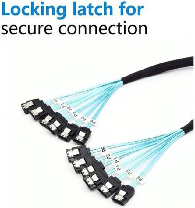 Alt view image 4 of 6 - HKCY SF-018 Internal 6 SATA 7pin to 6 SATA 7pin Target SSD Hard Disk 6Gbps Data Server Raid Cable