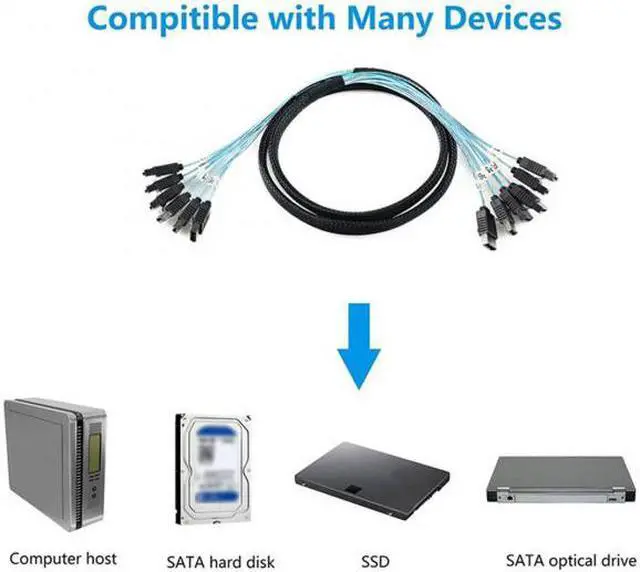 Alt view image 5 of 6 - HKCY SF-018 Internal 6 SATA 7pin to 6 SATA 7pin Target SSD Hard Disk 6Gbps Data Server Raid Cable