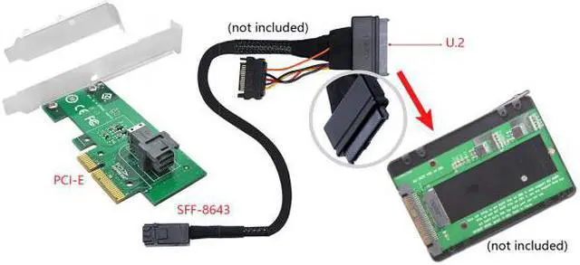 Alt view image 6 of 7 - CYSM PCI-E 4X to U.2 U2 Kit SFF-8639 NVME PCIe SSD Adapter for Mainboard SSD 750 p3600 p3700 M.2 SFF-8643