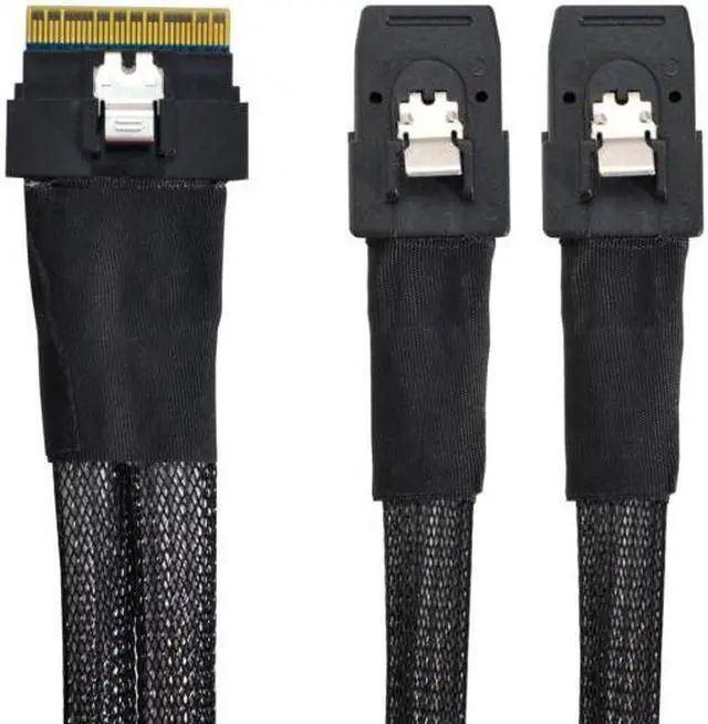 Alt view image 5 of 7 - Chenyang Cable PCI-E Ultraport Slimline SAS Slim 4.0 SFF-8654 8i 74pin to Dual SFF-8087 Mini SAS Cable PCI-Express