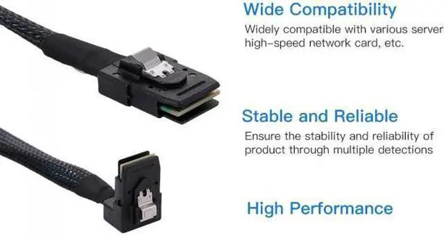Alt view image 6 of 7 - Jimier Cable 1m SFF-8087 Mini SAS 4i 36 Pin to 36Pin Right 90 Degree Angled Cable