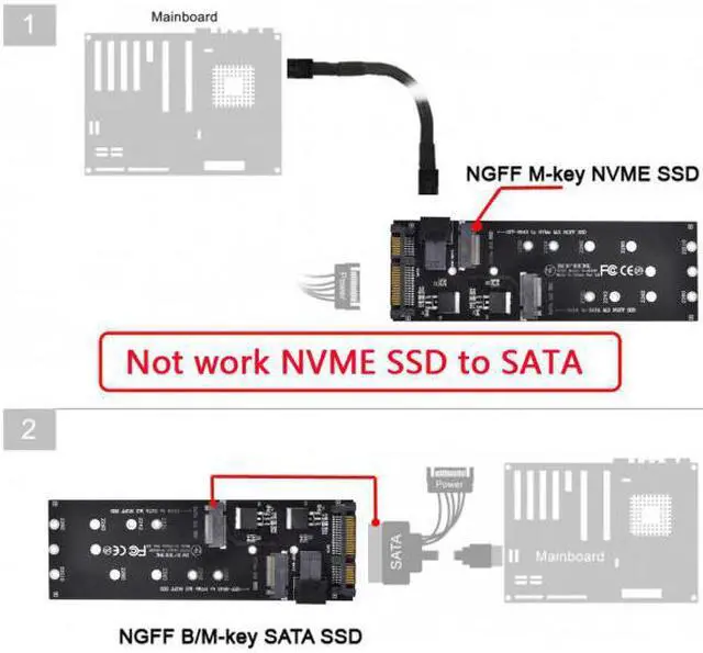 Alt view image 7 of 7 - KAIBOXIXI SFF-8643 to U2 Kit NGFF M-Key to HD Mini SAS NVME PCIe SSD SATA Adapter for Motherboard
