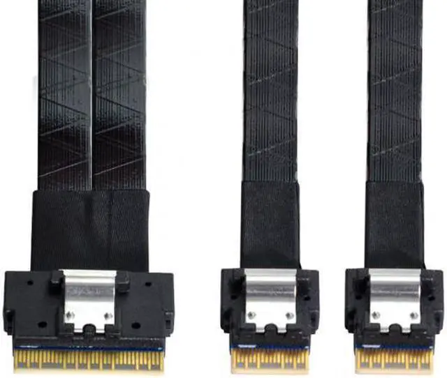 Alt view image 5 of 7 - Chenyang Cable PCI-E Ultraport Slimline SAS Slim 4.0 SFF-8654 8i 74pin to Dual  SFF-8654 4i 38Pin Cable 40cm PCI-Express