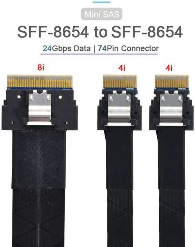 Alt view image 4 of 7 - Chenyang Cable PCI-E Ultraport Slimline SAS Slim 4.0 SFF-8654 8i 74pin to Dual  SFF-8654 4i 38Pin Cable 40cm PCI-Express