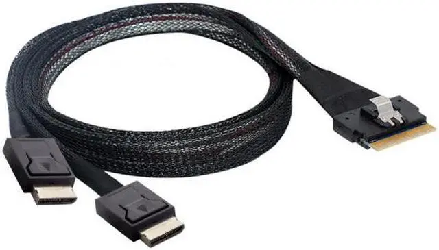 Alt view image 6 of 7 - Chenyang Cable PCI-E Ultraport Slimline SAS Slim 4.0 SFF-8654 8i 74pin to Dual Oculink SFF-8611 Cable 50cm PCI-Express