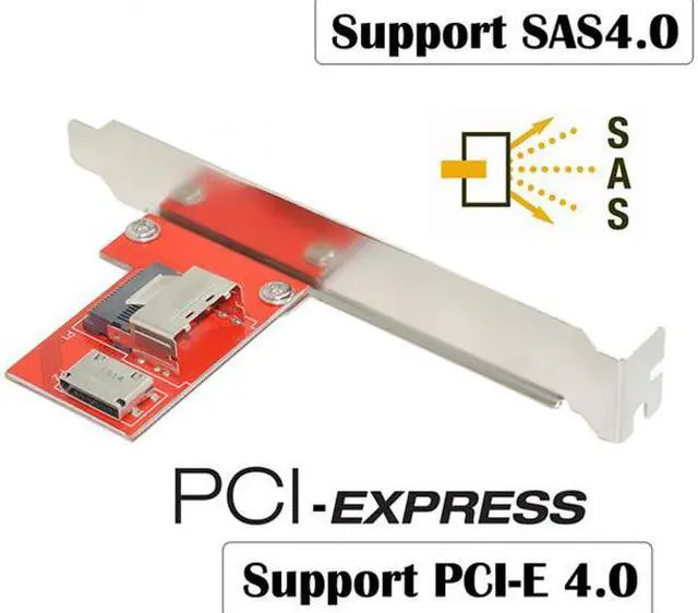 Alt view image 3 of 7 - Chenyang Cable PCI-Express 4.0 Mini SAS SFF-8087 to Oculink SFF-8611 SFF-8612 PCBA Female Adapter With Bracket
