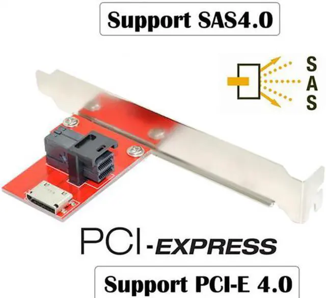 Alt view image 3 of 7 - Chenyang Cable PCI-Express 4.0 Mini SAS HD SFF-8643 to Oculink SFF-8611 SFF-8612 PCBA Female Adapter With Bracket