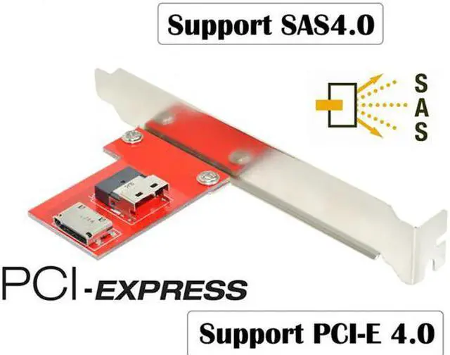 Alt view image 5 of 7 - Chenyang Cable PCI-Express 4.0 Slimline SAS SFF-8654 to Oculink SFF-8611 SFF-8612 PCBA Female Adapter With Bracket