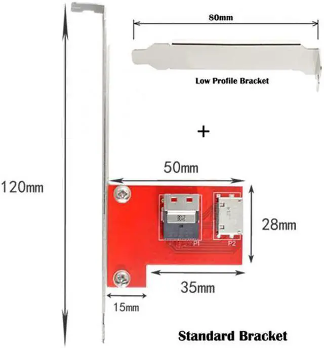 Alt view image 7 of 7 - Chenyang Cable PCI-Express 4.0 Slimline SAS SFF-8654 to Oculink SFF-8611 SFF-8612 PCBA Female Adapter With Bracket