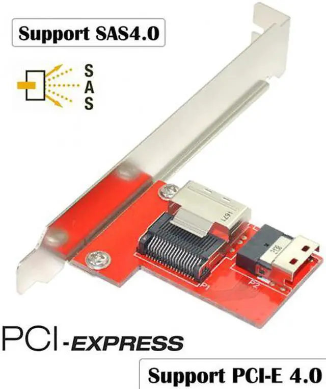 Alt view image 3 of 7 - Chenyang Cable PCI-Express 4.0 Slimline SAS SFF-8654 to Mini SAS SFF-8087 PCBA Female Adapter With Bracket