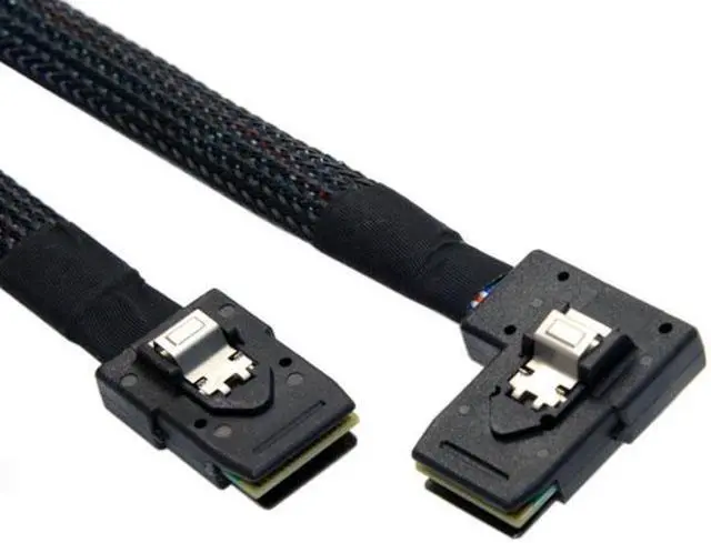 Alt view image 2 of 7 - Jimier Cable Ultra Slim Flat Left Angled 90 Degree Mini SAS 36pin SFF-8087 to 8087 Data Raid Cable 80cm