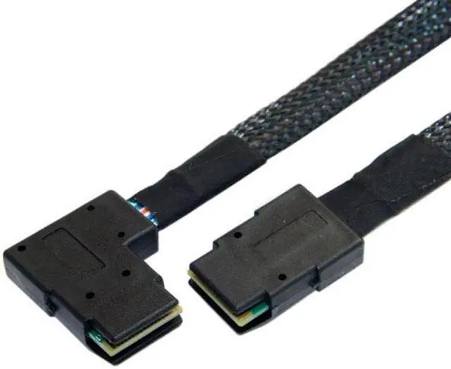 Alt view image 3 of 7 - Jimier Cable Ultra Slim Flat Left Angled 90 Degree Mini SAS 36pin SFF-8087 to 8087 Data Raid Cable 80cm