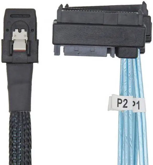Alt view image 3 of 7 - KAIBOXIXI Internal 36 Pin Mini SAS SFF-8087 Host to 4 SFF-8482 Target SAS Hard Disk and SATA Power Cable 50cm