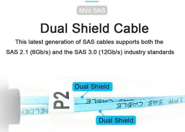 Alt view image 5 of 7 - KAIBOXIXI Internal 36 Pin Mini SAS SFF-8087 Host to 4 SFF-8482 Target SAS Hard Disk and SATA Power Cable 50cm