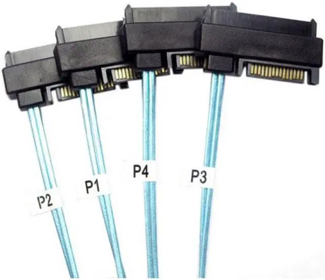 Alt view image 3 of 7 - Jimier Cable Internal 36 Pin Mini SAS SFF-8087 Host to 4 SFF-8482 Target SAS Hard Disk and SATA Power Cable 100cm
