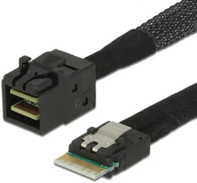 Alt view image 5 of 7 - Chenyang Cable Slim Line SAS 4.0 SFF-8654 4i 38pin Host to HD Mini SAS 4i SFF-8643 36pin Target Cable 50cm