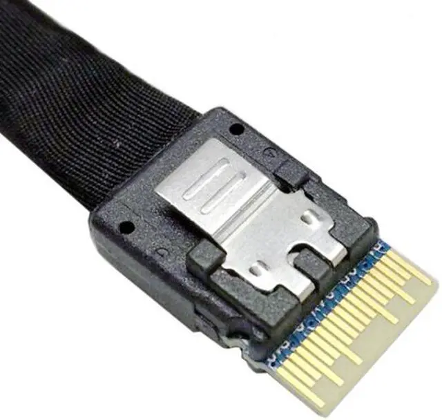 Alt view image 2 of 7 - Chenyang Cable Slim Line SAS 4.0 SFF-8654 4i 38pin Host to HD Mini SAS 4i SFF-8643 36pin Target Cable 50cm