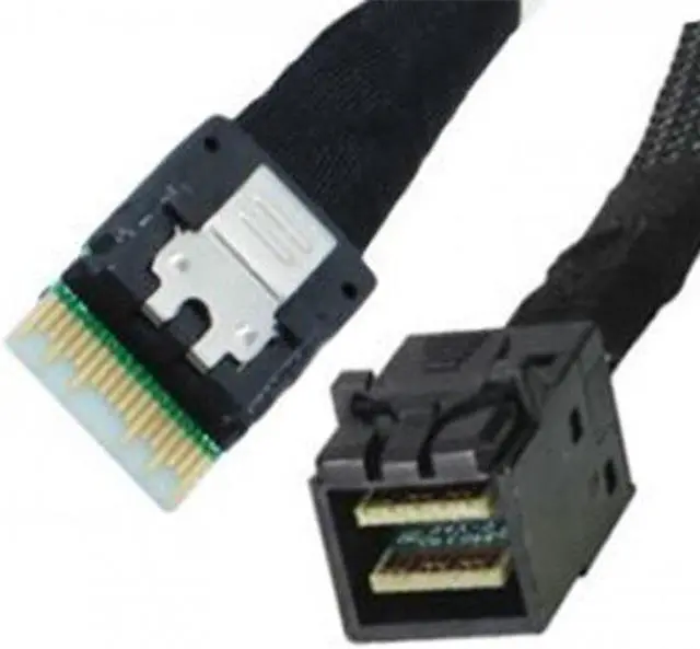 Alt view image 7 of 7 - Chenyang Cable Slim Line SAS 4.0 SFF-8654 4i 38pin Host to HD Mini SAS 4i SFF-8643 36pin Target Cable 50cm