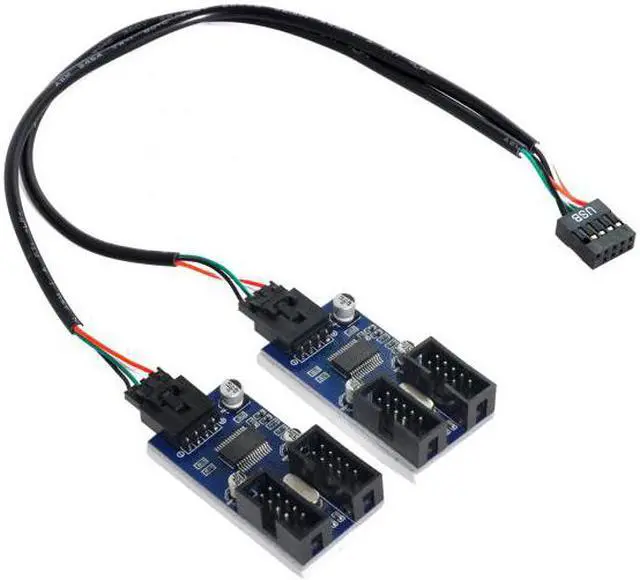 Alt view image 2 of 7 - FVH CY U2-004 9pin USB 2.0 Header 1 to 2 / 4 Female Extension Cable HUB Connector Adapter Port Multilier