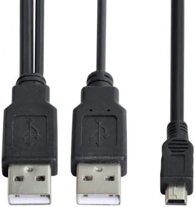 Alt view image 2 of 7 - KAIBOXIXI USB2.0 Dual Two A type Male to Mini 5-Pin male Y Cable for Hard Disk Drive Case