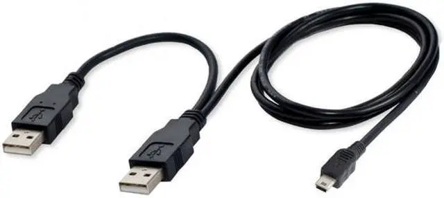Alt view image 5 of 7 - KAIBOXIXI USB2.0 Dual Two A type Male to Mini 5-Pin male Y Cable for Hard Disk Drive Case