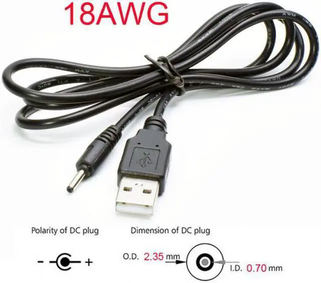 Alt view image 6 of 7 - Jimier Cable 18AWG 0.75mm*2 USB 2.0 A Type Male to DC 2.50mm 2.35mm 0.7mm Power Plug 5V Cable 100cm