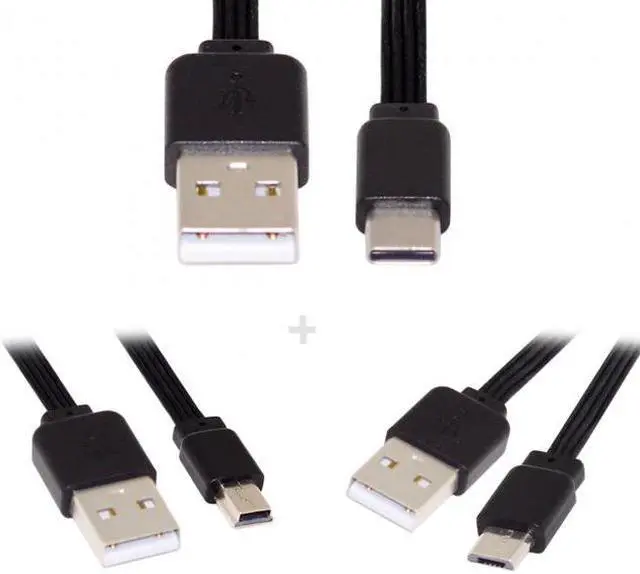 Main image of Cablecc CY U2-036-BK+U2-042-BK+UC-096-BK 3pcs/lot 13cm USB 2.0 Type-A to Mini Micro USB Type-C Male Data Flat Slim FPC Cable for FPVDiskPhone
