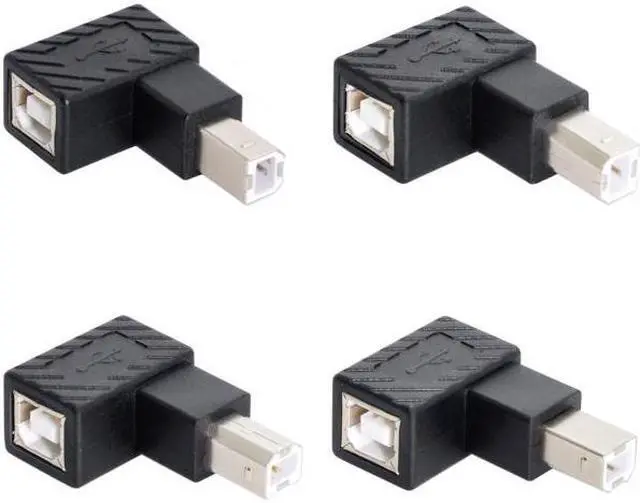Alt view image 5 of 7 - Chenyang Cable 4Pcs USB 2.0 B Type Male to Female Extension Adapter Horizontal Vertical Angled 90 Degree for Disk Scanner