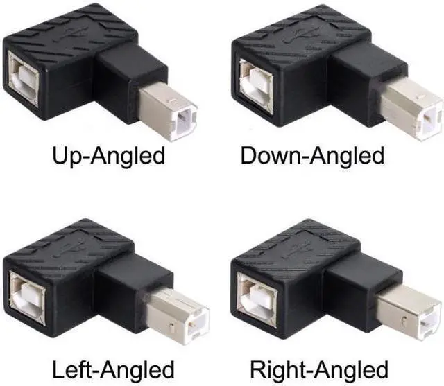 Alt view image 2 of 7 - Chenyang Cable 4Pcs USB 2.0 B Type Male to Female Extension Adapter Horizontal Vertical Angled 90 Degree for Disk Scanner