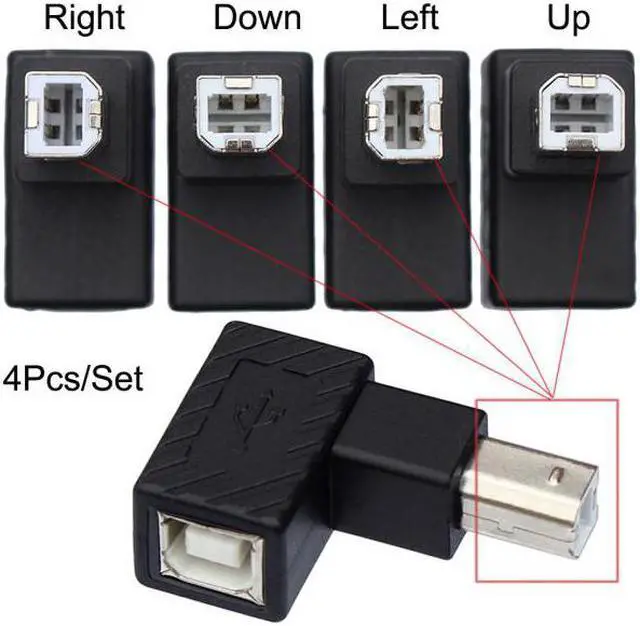 Main image of Chenyang Cable 4Pcs USB 2.0 B Type Male to Female Extension Adapter Horizontal Vertical Angled 90 Degree for Disk Scanner