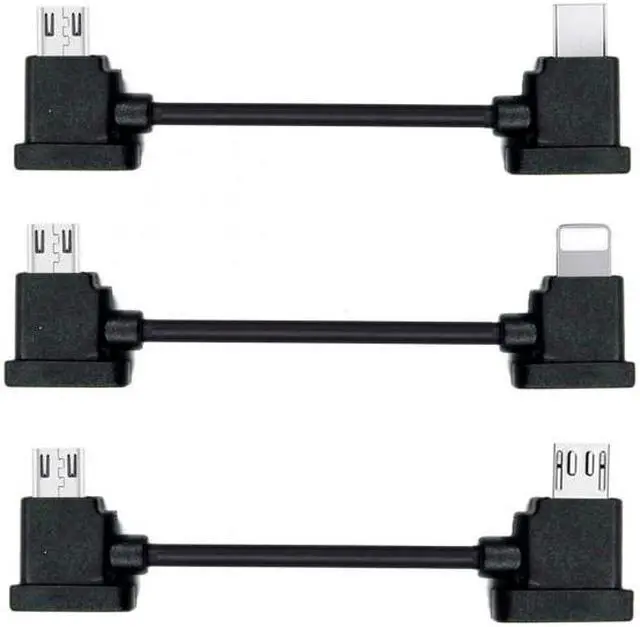 Alt view image 6 of 7 - Chenyang Cable 3pcs/set Remote Controller Data Cable Type-C & Micro & 8P to Micro USB for Mavic Pro Platinum Mavic Park RC Accessories