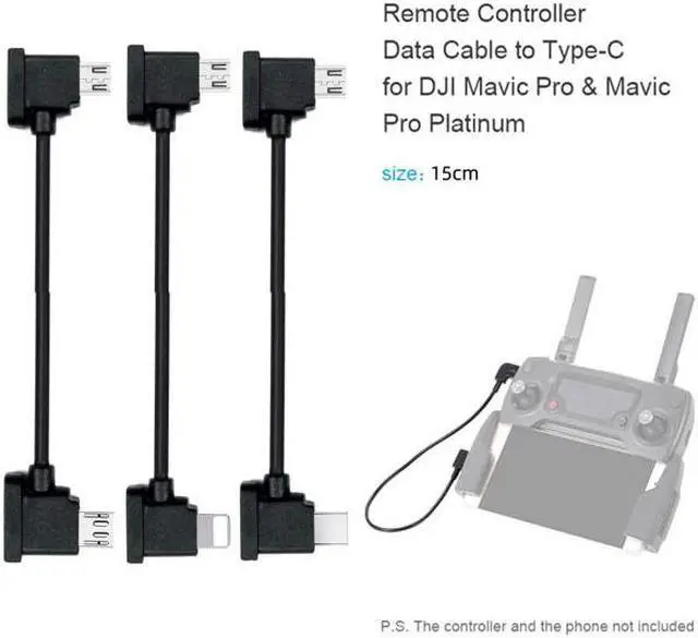 Alt view image 3 of 7 - Chenyang Cable 3pcs/set Remote Controller Data Cable Type-C & Micro & 8P to Micro USB for Mavic Pro Platinum Mavic Park RC Accessories