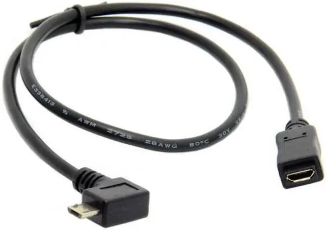 Alt view image 5 of 7 - Chenyang Cable Micro USB 2.0 90 Degree Right Angled Male to Female Tablet Phone Extension Cable 50cm