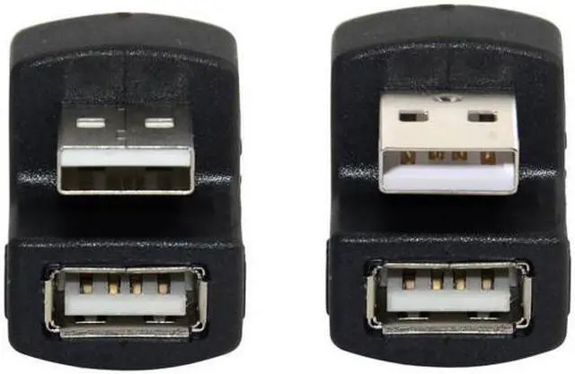 Alt view image 5 of 7 - Xiwai Cable 1 Set Up & Down Angled USB 2.0 Adapter A Male to Female Extension 180 Degree Black