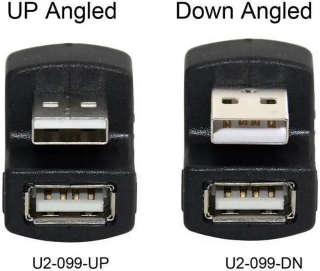 Alt view image 4 of 7 - Xiwai Cable 1 Set Up & Down Angled USB 2.0 Adapter A Male to Female Extension 180 Degree Black