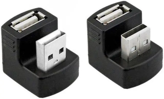 Alt view image 7 of 7 - Xiwai Cable 1 Set Up & Down Angled USB 2.0 Adapter A Male to Female Extension 180 Degree Black
