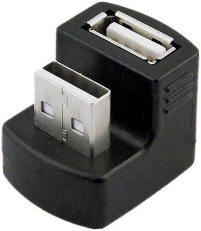 Alt view image 5 of 7 - Chenyang Cable Up Angled USB 2.0 Adapter A Male to Female Extension 90 180 360 Degree Black