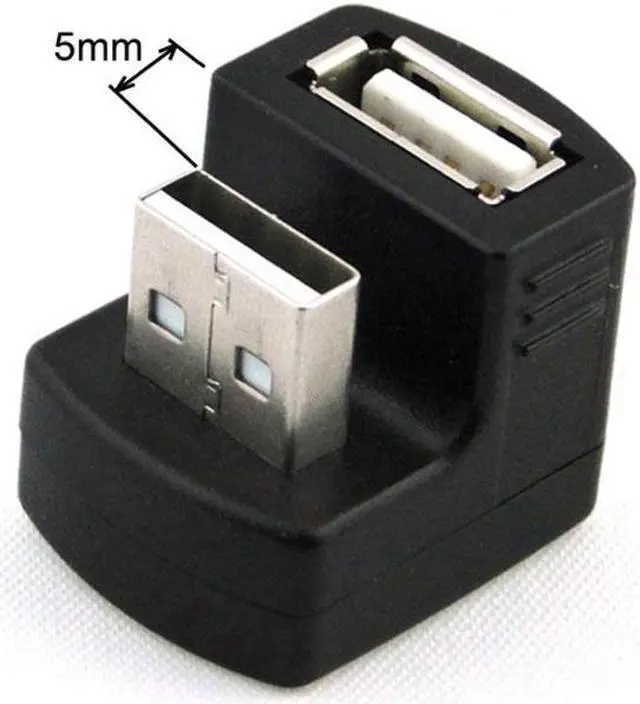 Alt view image 2 of 7 - Chenyang Cable Up Angled USB 2.0 Adapter A Male to Female Extension 90 180 360 Degree Black