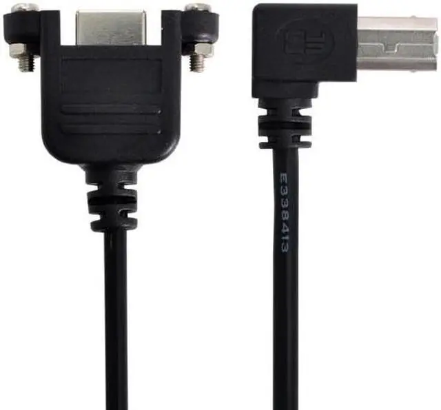 Alt view image 7 of 7 - Chenyang Cable 90 Degree Left Angled USB B Type Male to Female extension cable with screws for Panel Mount 50cm