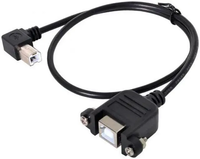 Alt view image 7 of 7 - Chenyang Cable 90 Degree Right Angled USB B Type Male to Female extension cable with screws for Panel Mount 50cm