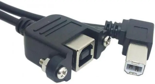 Alt view image 7 of 7 - Chenyang Cable Right angled USB B Male to Female extension cable with screws for Panel Mount 1m