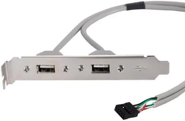 Alt view image 4 of 7 - Chenyang Cable PCI-E USB 2.0 A type Female Screw to Motherboard 9p header cable with bracket