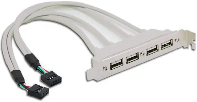 Alt view image 4 of 7 - Xiwai Cable PCI-E 4 Ports USB 2.0 Female Screw to Motherboard 9pin Header Cable with Bracket