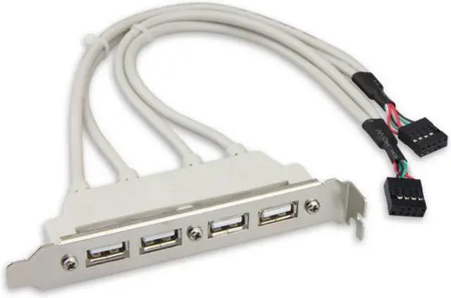 Alt view image 3 of 7 - Xiwai Cable PCI-E 4 Ports USB 2.0 Female Screw to Motherboard 9pin Header Cable with Bracket