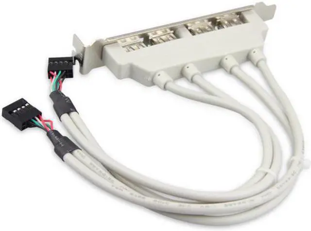Alt view image 2 of 7 - Xiwai Cable PCI-E 4 Ports USB 2.0 Female Screw to Motherboard 9pin Header Cable with Bracket