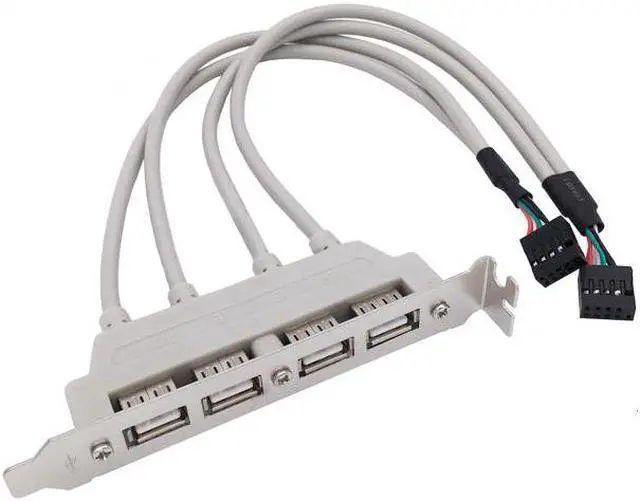 Main image of Xiwai Cable PCI-E 4 Ports USB 2.0 Female Screw to Motherboard 9pin Header Cable with Bracket
