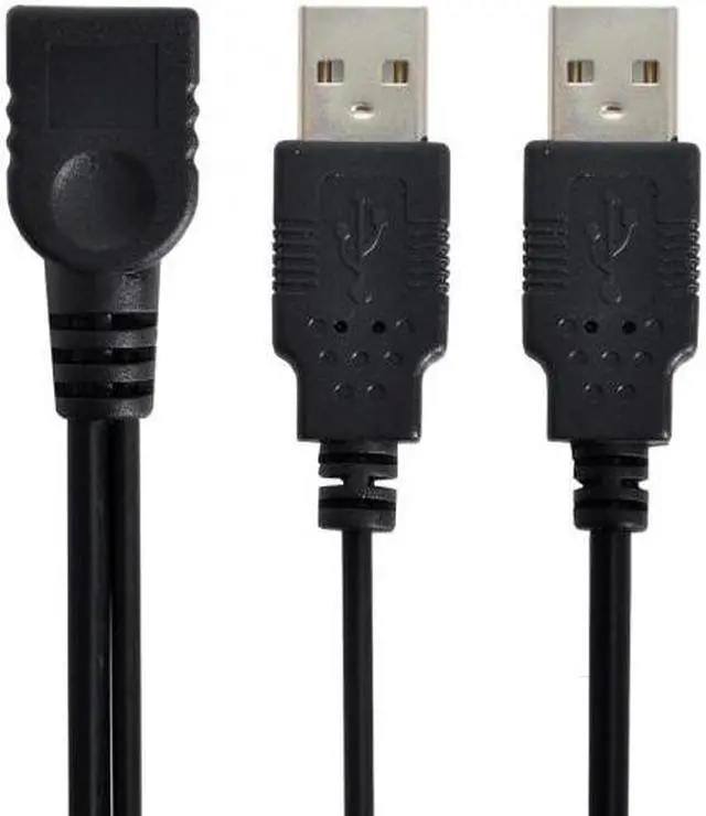Alt view image 7 of 7 - CYSM Black USB 2.0 Female A to Dual A Male Extra Power Data Y Extension Cable for 2.5" Mobile Hard Disk