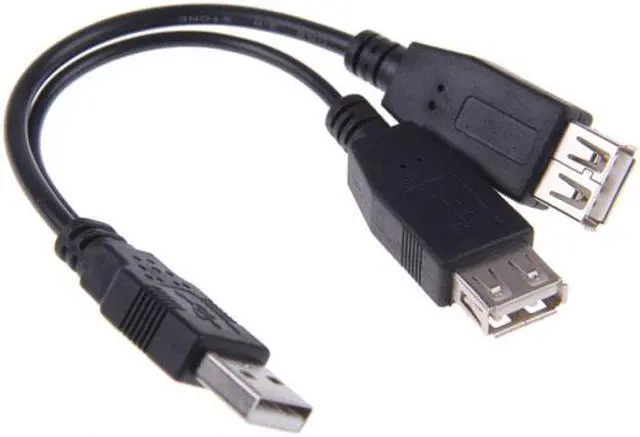 Alt view image 4 of 7 - KAIBOXIXI USB 2.0 A Male to Dual Data USB 2.0 A Female + Power Cable USB 2.0 A Female Extension Cable 20cm